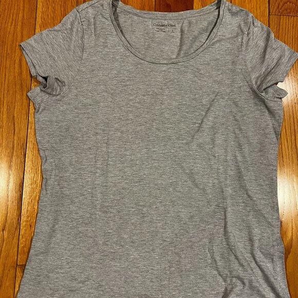 Coldwater Creek Womens 100% Supima Cotton Heather Gray Scoop Neck T Shirt Tee L - Picture 4 of 6
